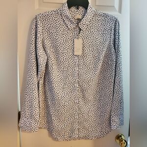 NWT A New Day Women's XXL White and Black Polka Dot Heart Print Button Up Blouse